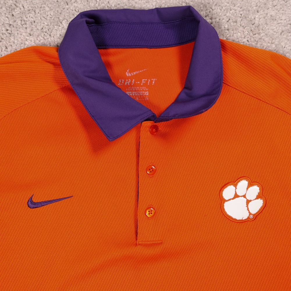 Nike Dri-FIT‎ Clemson University Tigers Football Polo Shirt Size Mens XL